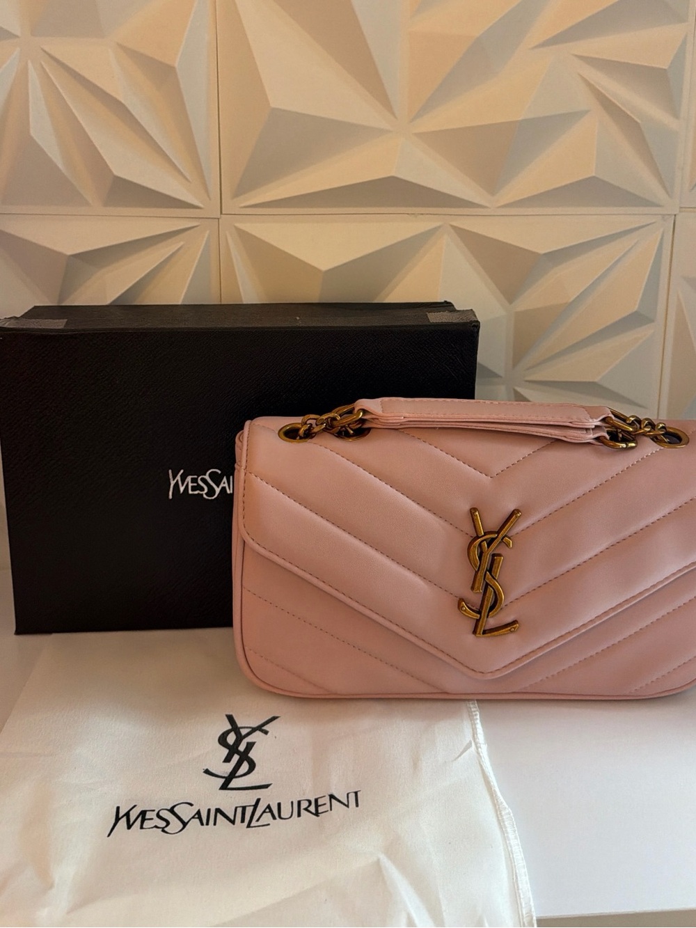Yves Saint Laurent Pink Quilted Leather Shoulder Bag with Gold Hardware